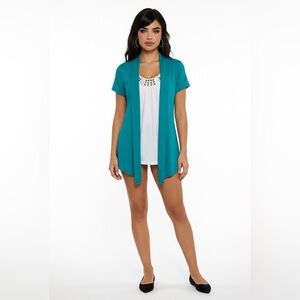 Perception Concept Teal Layered Look Studded Top Size L